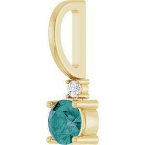 14K Yellow Gold Natural Alexandrite & .015 CT Natural Diamond Charm/Pendant – image 2