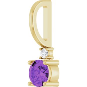 14K Yellow Gold Natural Amethyst & .015 CT Natural Diamond Charm/Pendant