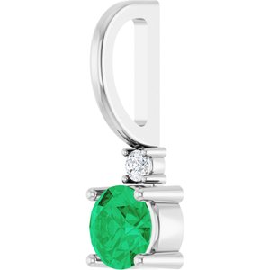 Platinum Lab-Grown Emerald & .015 CT Natural Diamond Charm/Pendant – image 2