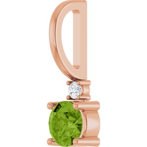 14K Rose Gold Natural Peridot & .015 CT Natural Diamond Charm/Pendant – image 2