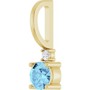 14K Yellow Gold Natural Aquamarine & .015 CT Natural Diamond Charm/Pendant – image 2