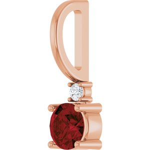 14K Rose Gold Natural Mozambique Garnet & .015 CT Natural Diamond Charm/Pendant – image 2