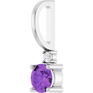 Sterling Silver Natural Amethyst & .015 CT Natural Diamond Charm/Pendant – image 2