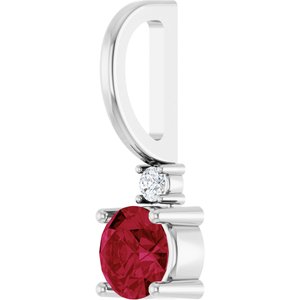 14K White Gold Lab-Grown Ruby & .015 CT Natural Diamond Charm/Pendant – image 2