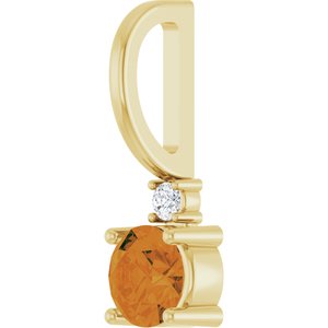 14K Yellow Gold Natural Citrine & .015 CT Natural Diamond Charm/Pendant – image 2