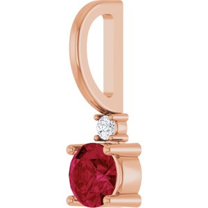 14K Rose Gold Lab-Grown Ruby & .015 CT Natural Diamond Charm/Pendant – image 2