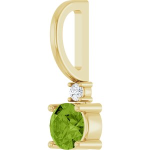 14K Yellow Gold Natural Peridot & .015 CT Natural Diamond Charm/Pendant – image 2
