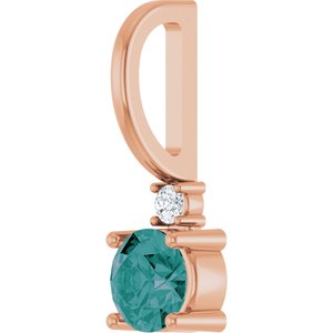 14K Rose Gold Natural Alexandrite & .015 CT Natural Diamond Charm/Pendant