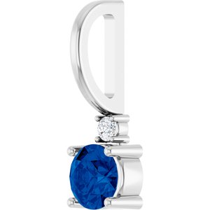 Platinum Lab-Grown Blue Sapphire & .015 CT Natural Diamond Charm/Pendant – image 2