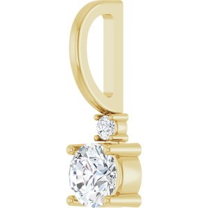 14K Yellow Gold 4 mm Round .015 CT Natural Diamond Semi-Set Charm/Pendant – image 3