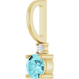 14K Yellow Gold Natural Blue Zircon & .015 CT Natural Diamond Charm/Pendant