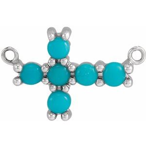 Platinum Natural Turquoise Sideways Cross Necklace Center