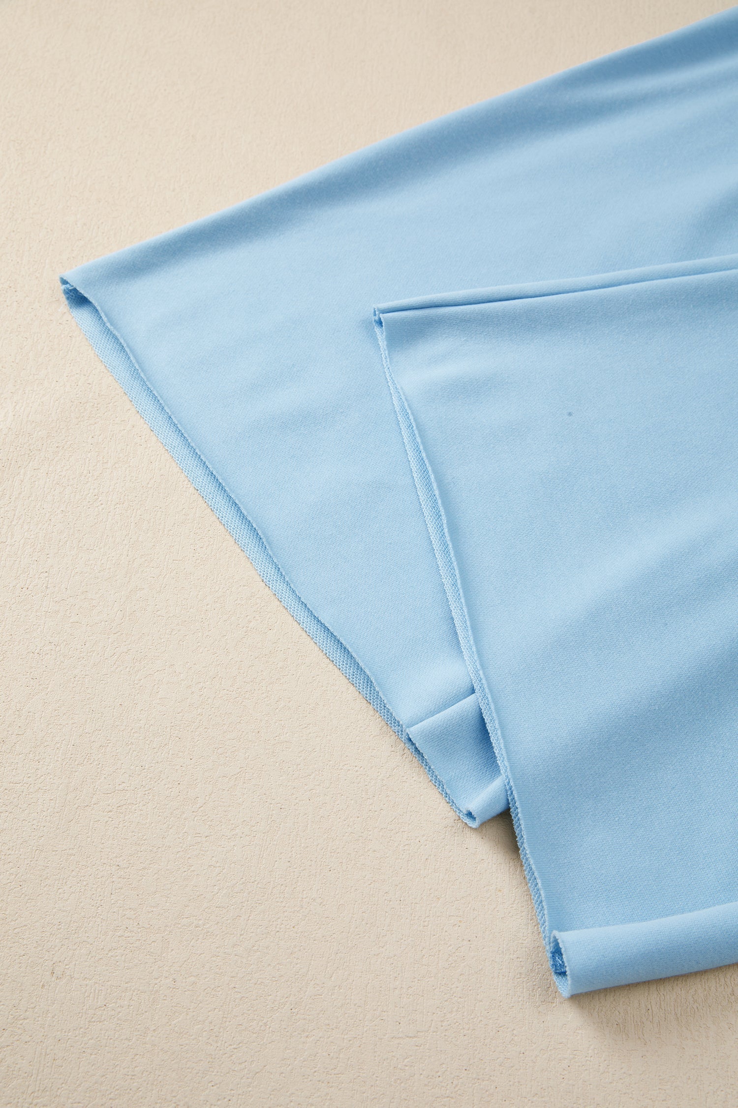 Solid Tee & Wide Leg Raw Hem Pants Set