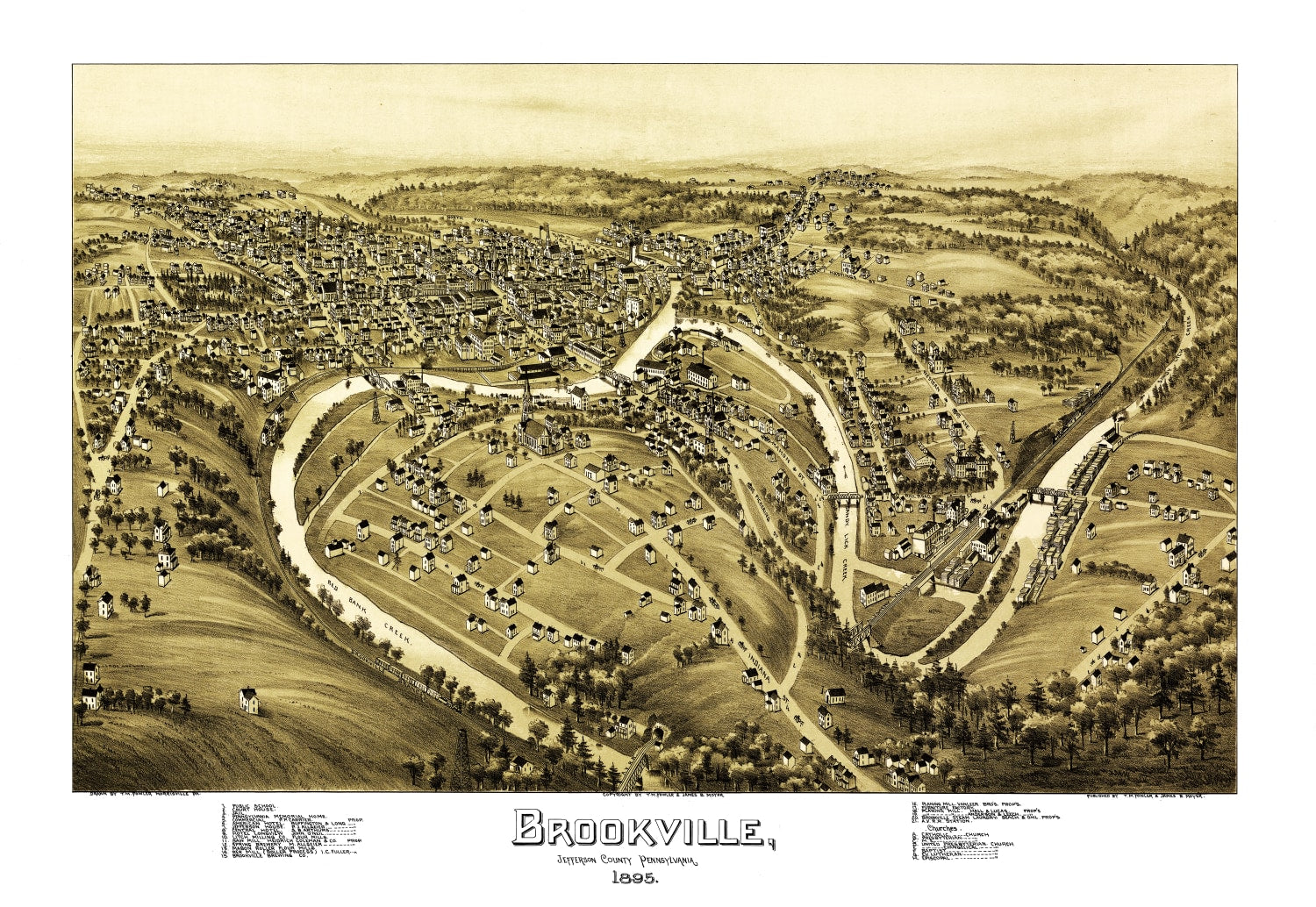 Vintage Map of Brookville, Pennsylvania 1895