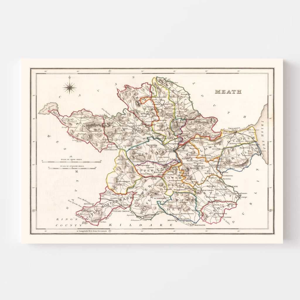 Vintage Map of Meath County Ireland, 1846