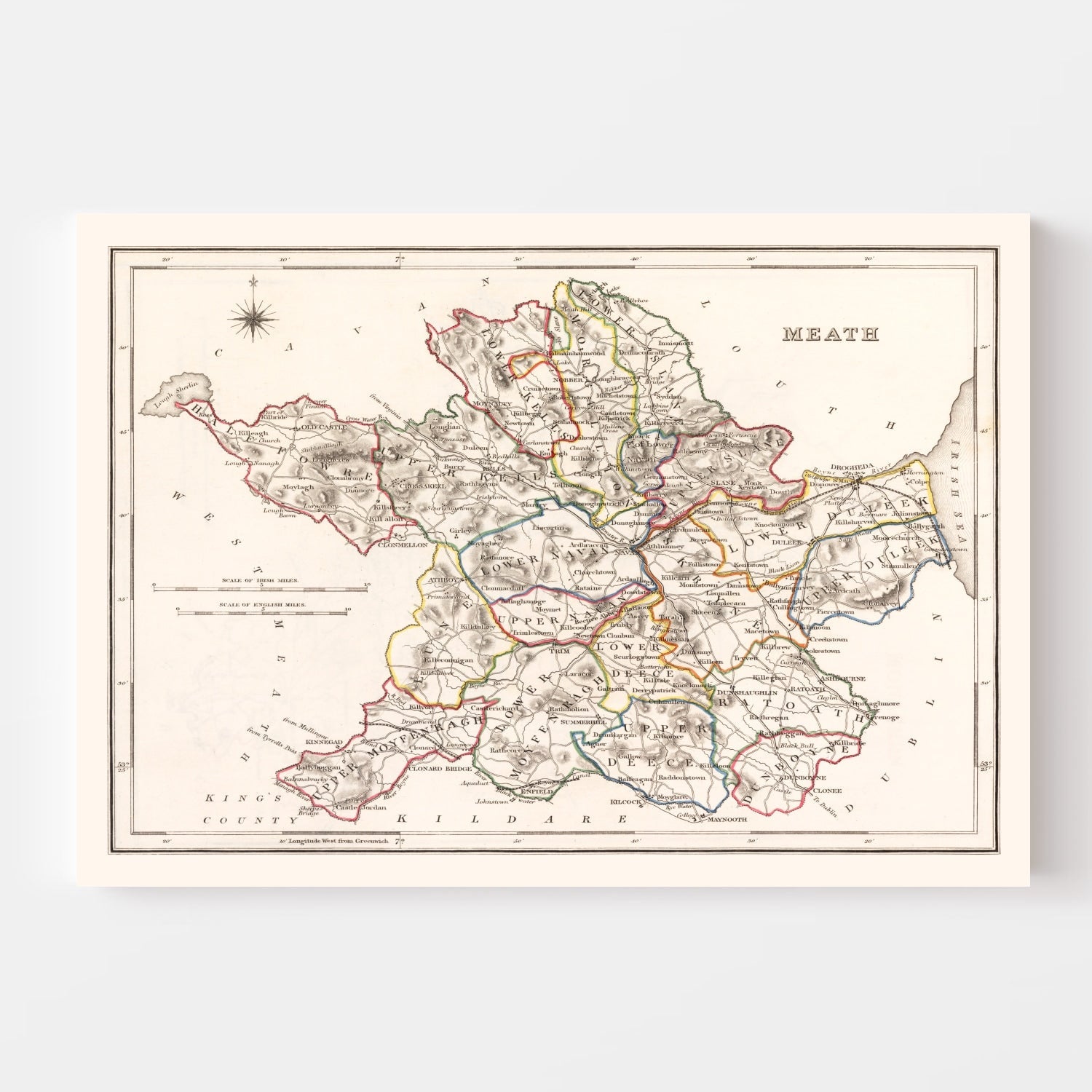 Vintage Map of Meath County Ireland, 1846