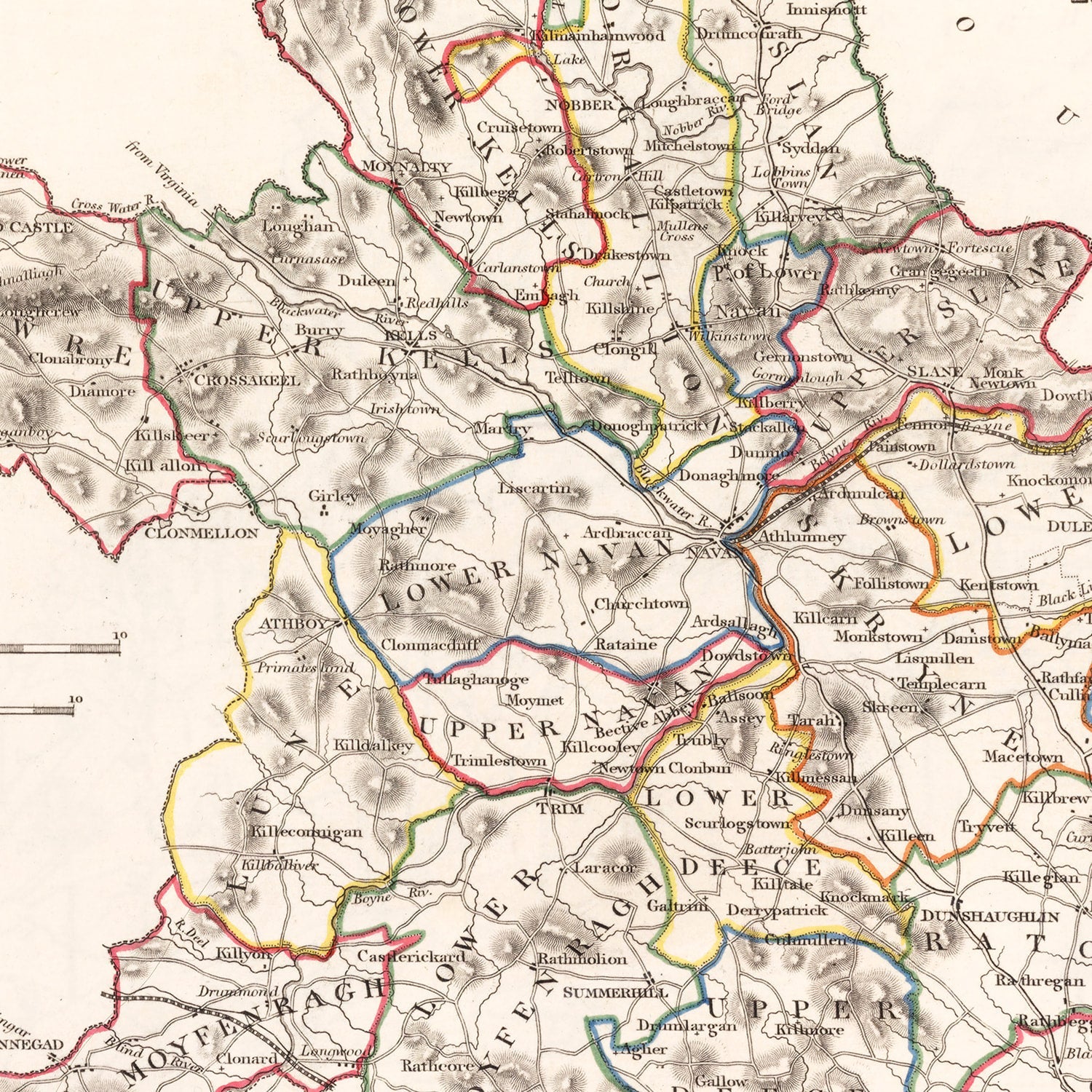 Vintage Map of Meath County Ireland, 1846