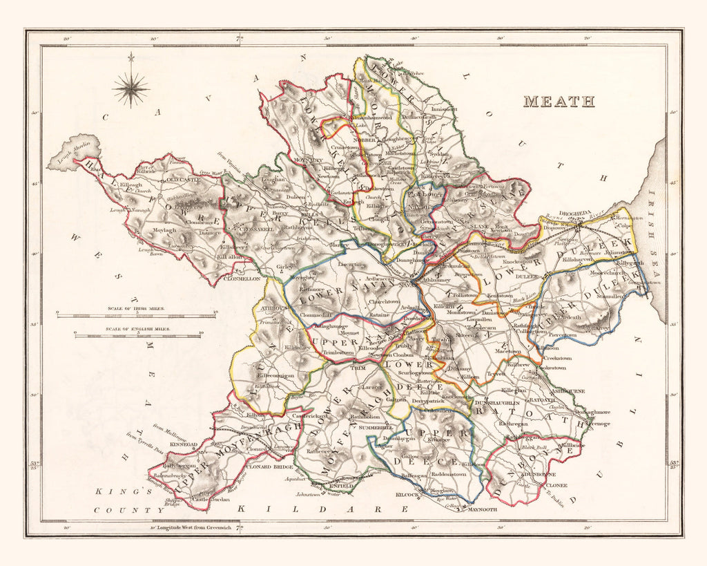 Vintage Map of Meath County Ireland, 1846