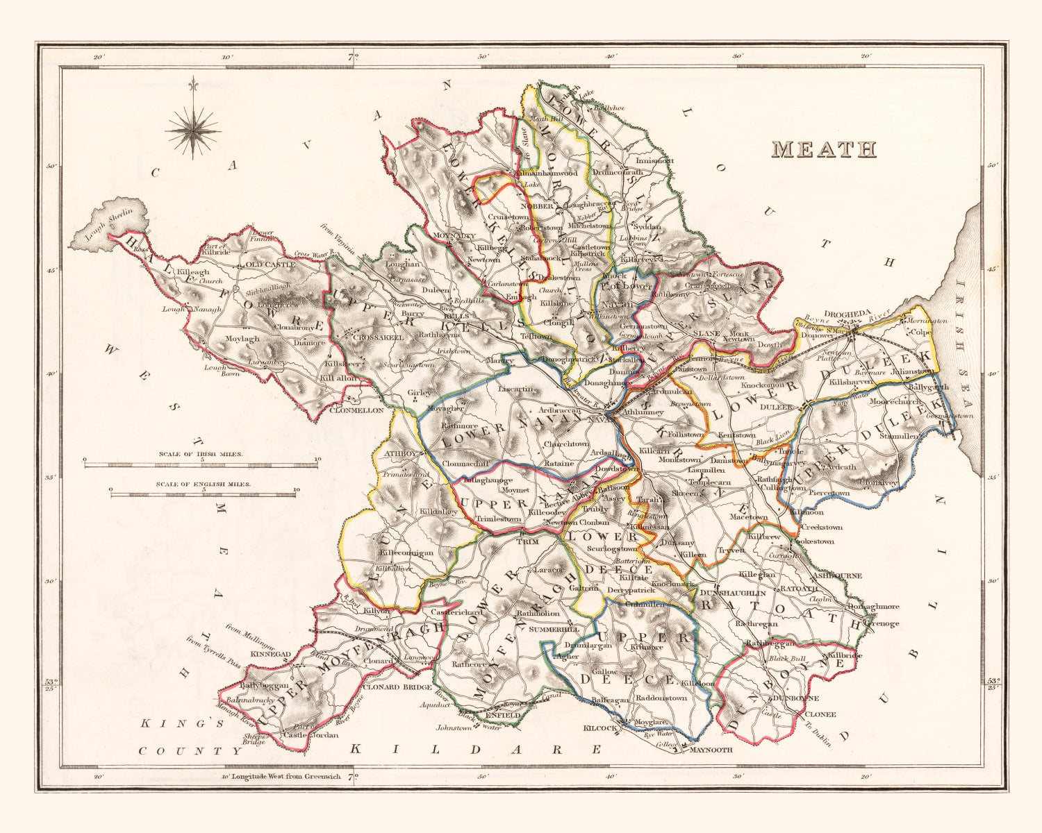 Vintage Map of Meath County Ireland, 1846