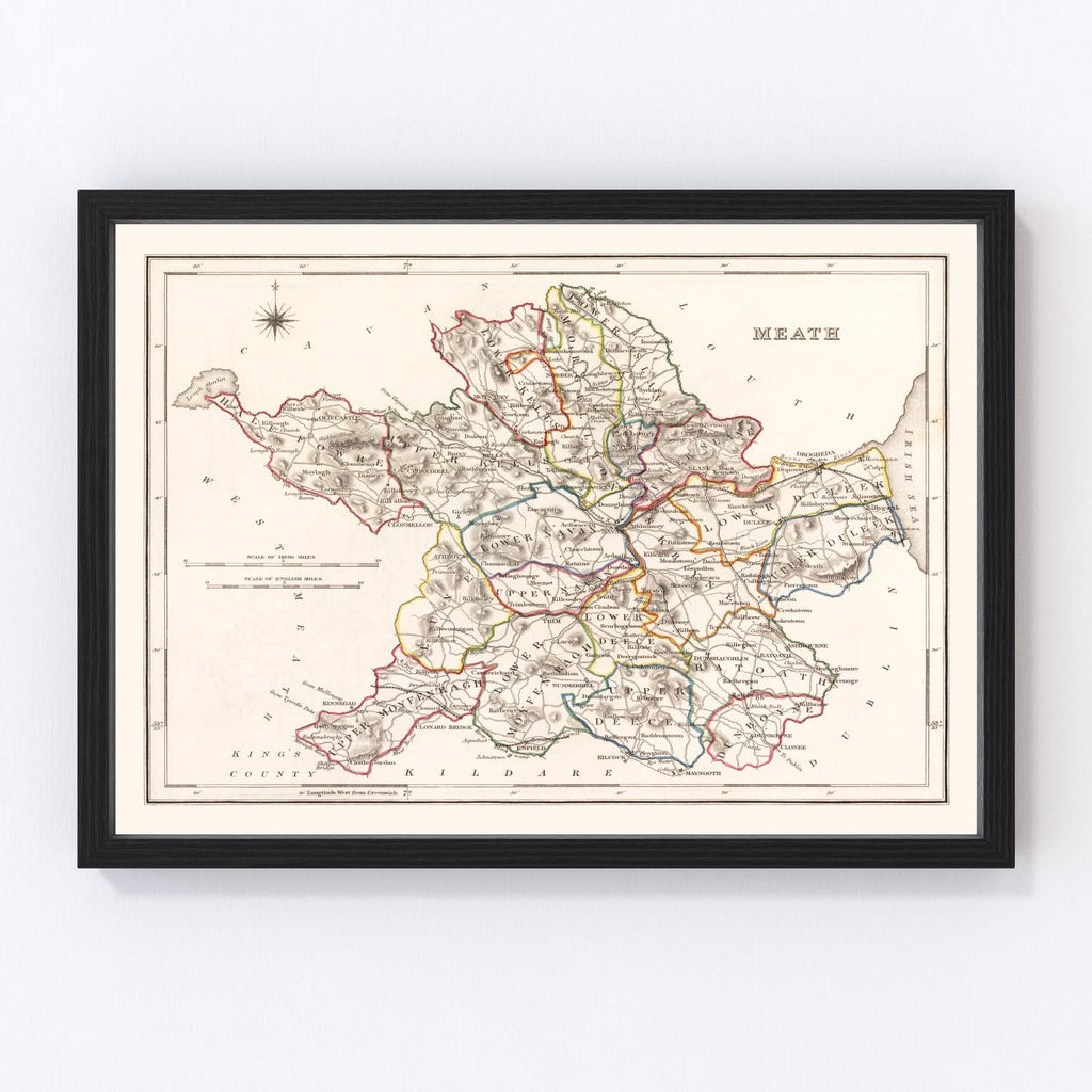 Vintage Map of Meath County Ireland, 1846