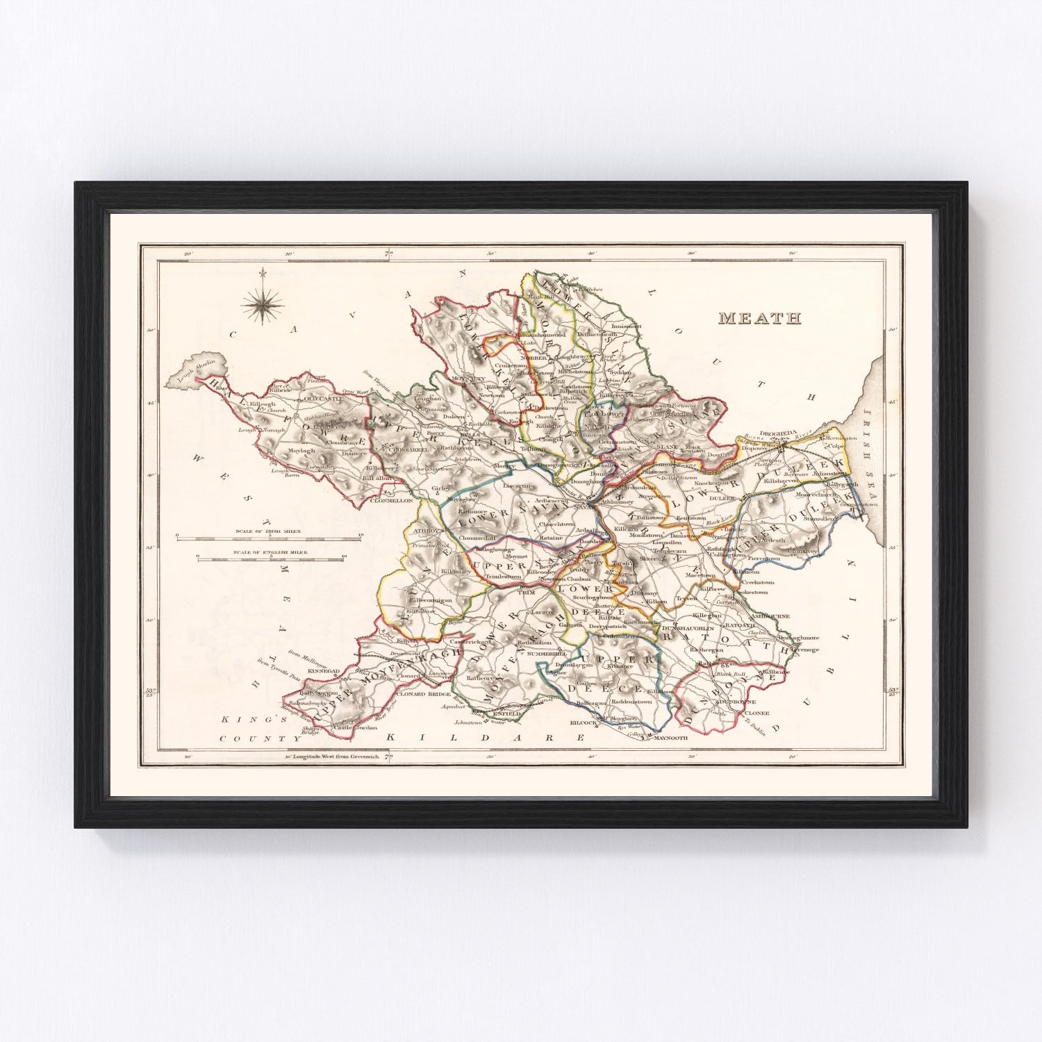 Vintage Map of Meath County Ireland, 1846