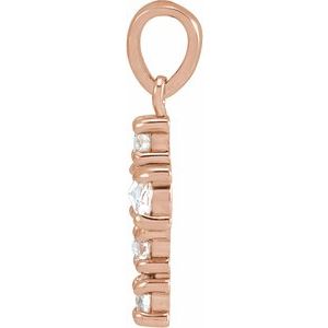 14K Rose Gold 1/8 CTW Rose-Cut Natural Diamond Cross Pendant