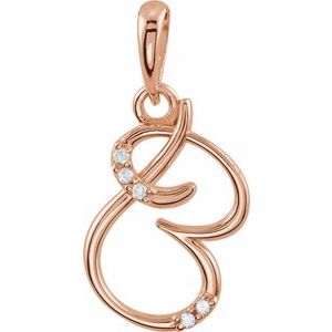 14K Rose Gold .025 CTW Natural Diamond Initial B Pendant