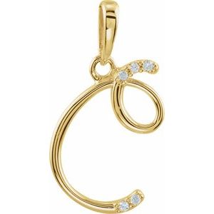 14K Yellow Gold .025 CTW Natural Diamond Initial C Pendant