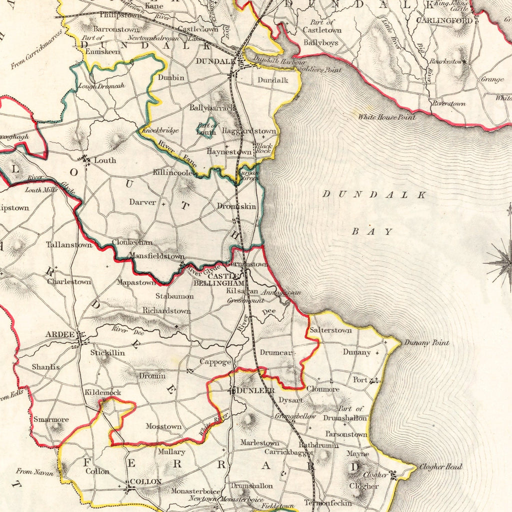 Vintage Map of Louth County Ireland, 1846