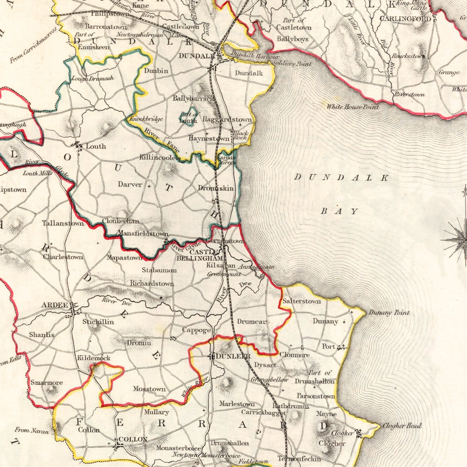 Vintage Map of Louth County Ireland, 1846
