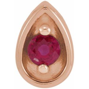 14K Rose Gold 2 mm Natural Ruby Teardrop Slide Pendant