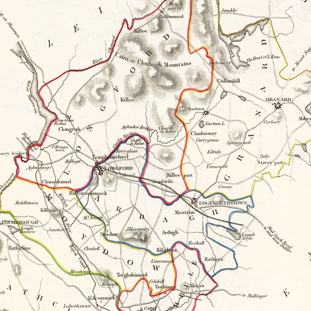 Vintage Map of Longford County Ireland, 1846