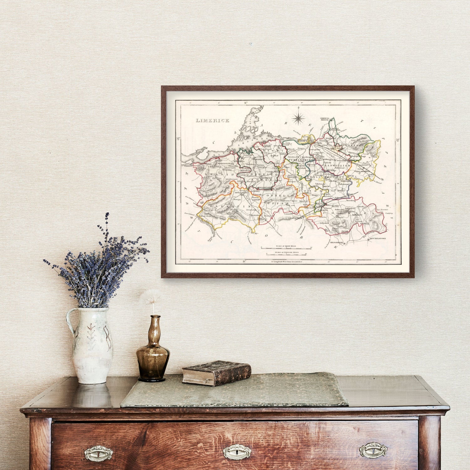 Vintage Map of Limerick County Ireland, 1846