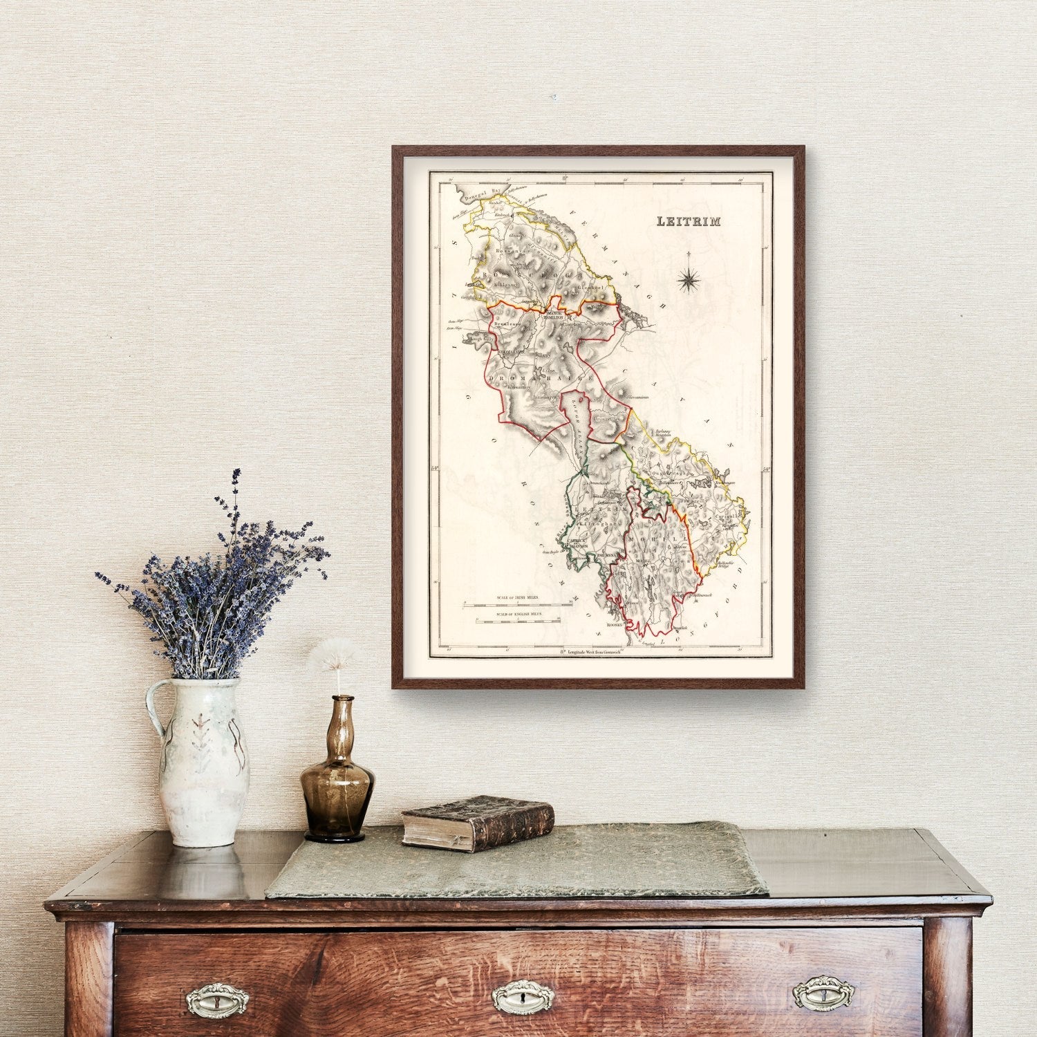Vintage Map of Leitrim County Ireland, 1846