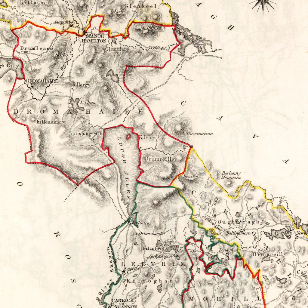 Vintage Map of Leitrim County Ireland, 1846