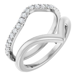 Platinum 1/4 CTW Natural Diamond Accented V-Shaped Ring Guard