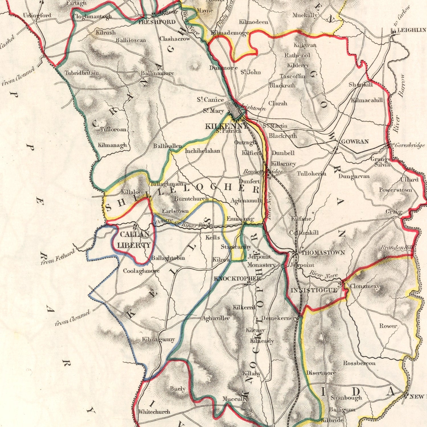 Vintage Map of Kilkenny County Ireland, 1846