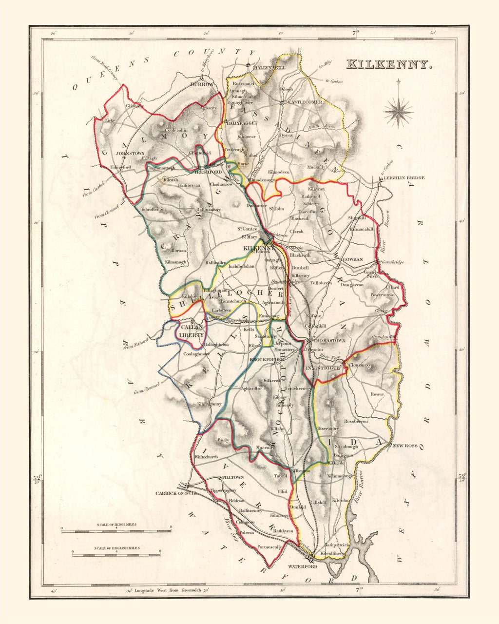 Vintage Map of Kilkenny County Ireland, 1846