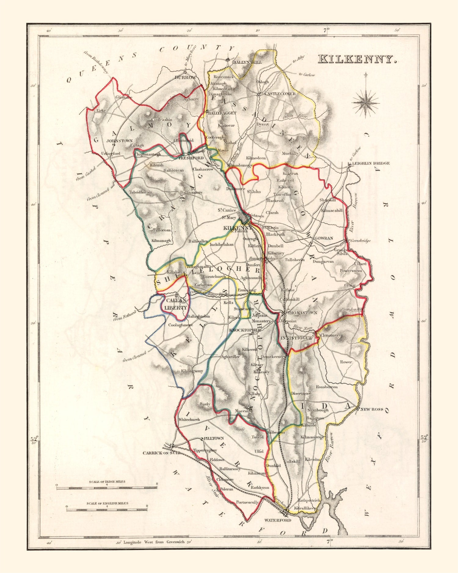 Vintage Map of Kilkenny County Ireland, 1846