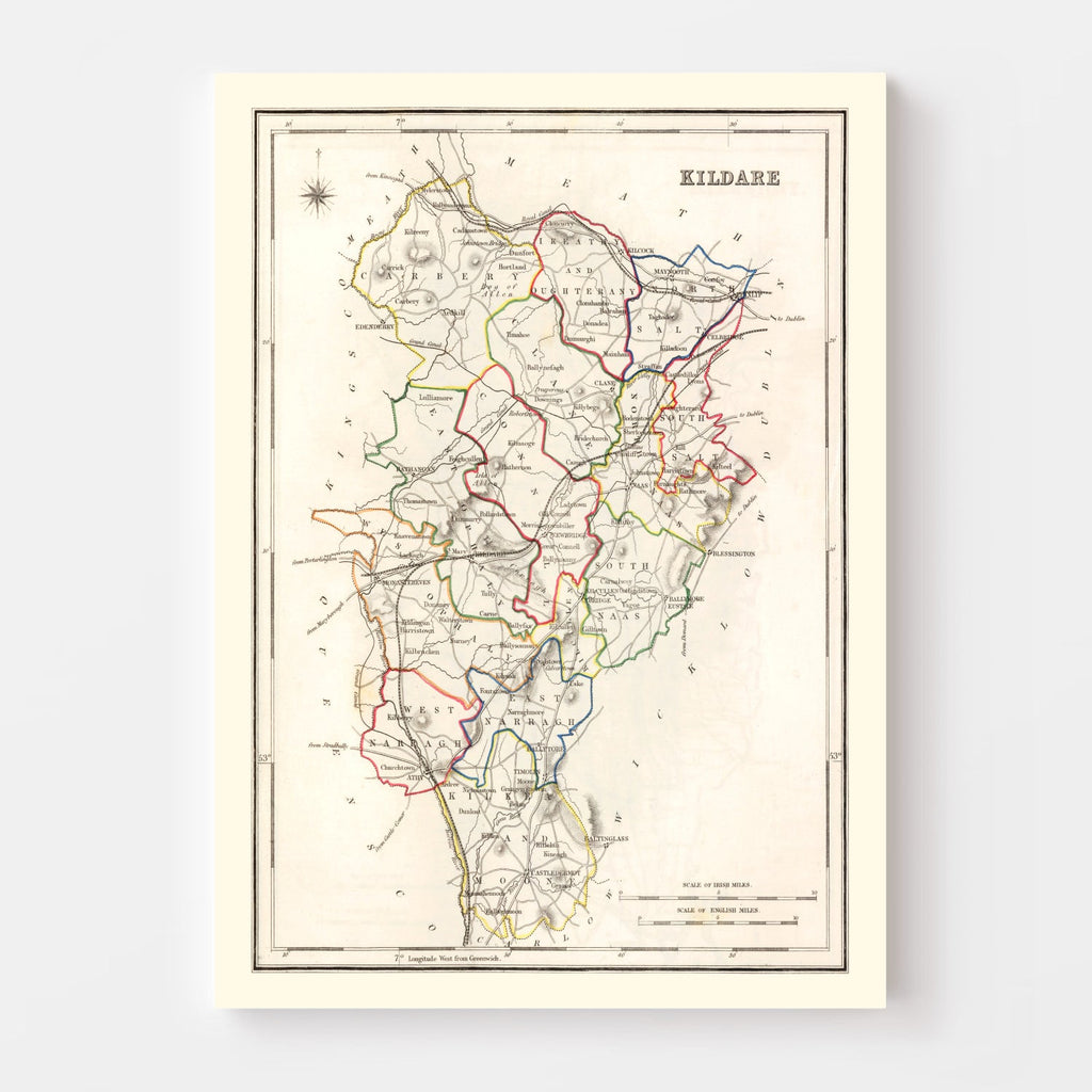 Vintage Map of Kildare County Ireland, 1846