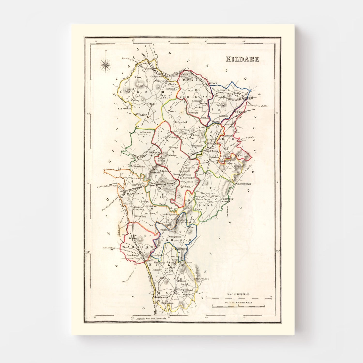 Vintage Map of Kildare County Ireland, 1846