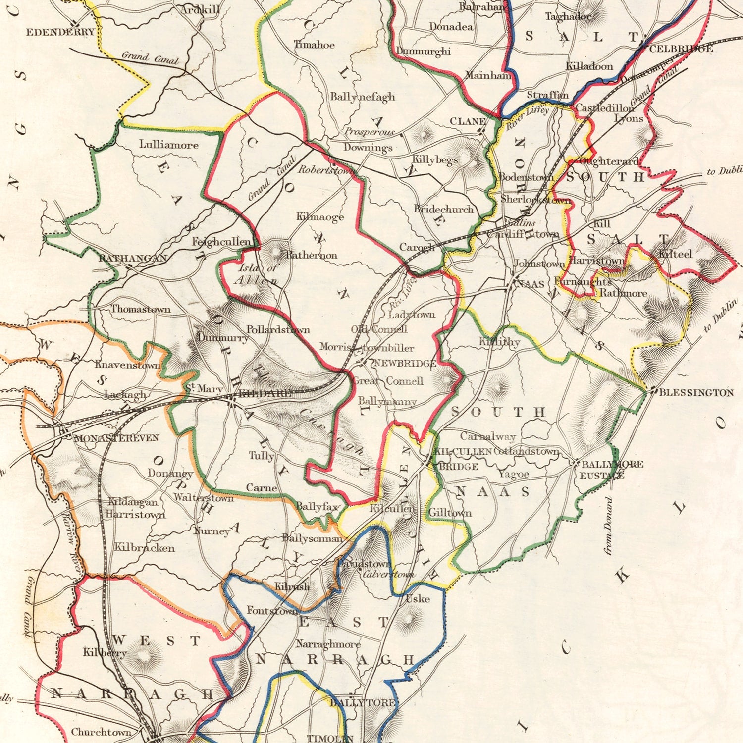 Vintage Map of Kildare County Ireland, 1846