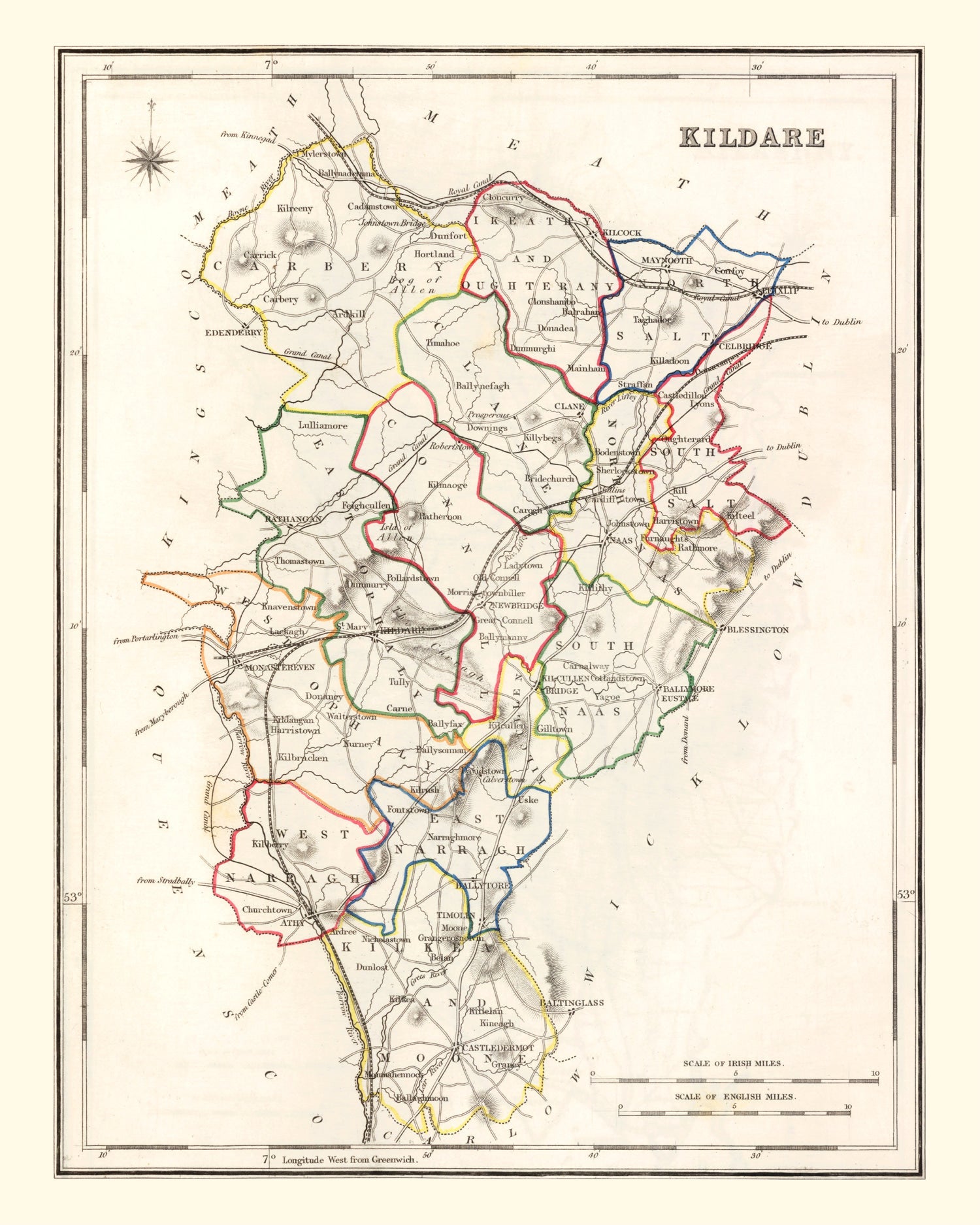 Vintage Map of Kildare County Ireland, 1846
