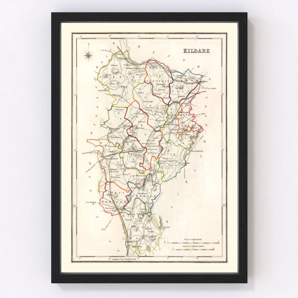 Vintage Map of Kildare County Ireland, 1846