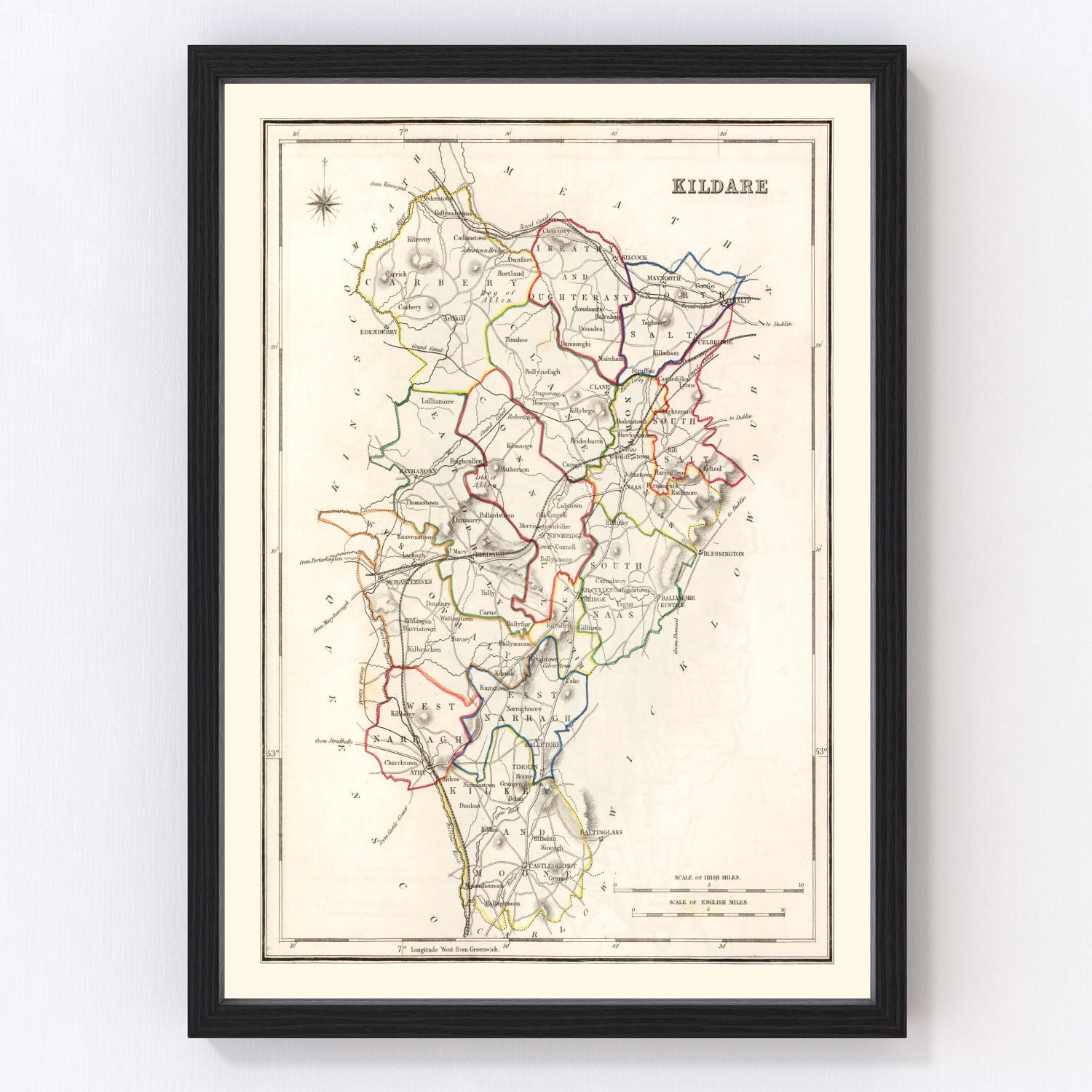 Vintage Map of Kildare County Ireland, 1846