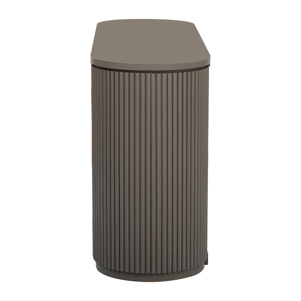 U_STYLE Vertical Striped Door Storage Cabinet with Metal Handles, Adjustable, Suitable for Study, Entryway and Living Room