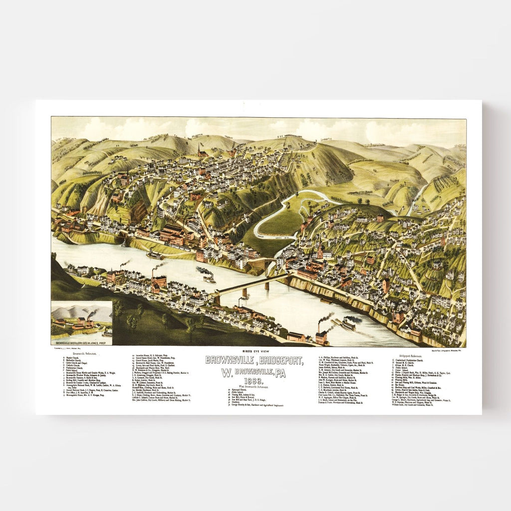 Vintage Map of Brownsville, Pennsylvania 1883