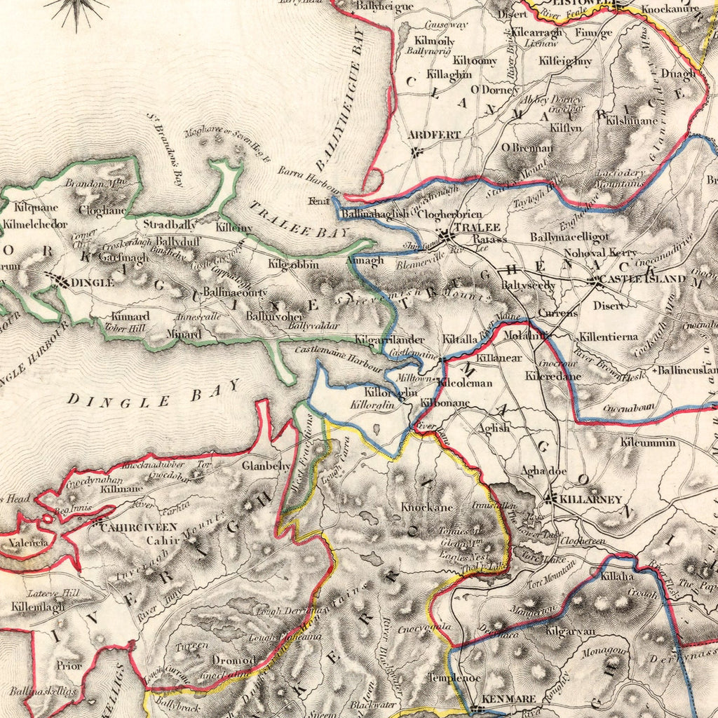 Vintage Map of Kerry County Ireland, 1846