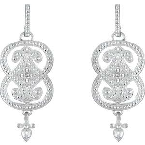 18K White Gold Vintage-Inspired Earring Mounting – image 2
