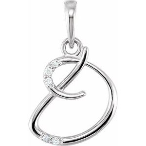 14K White Gold .025 CTW Natural Diamond Initial D Pendant